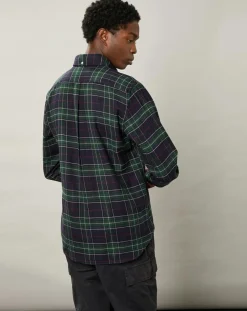 Chemise regular en Flanelle Pitt à carreaux vert/marine