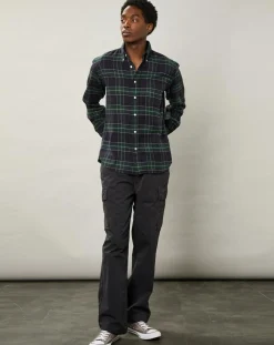 Chemise regular en Flanelle Pitt à carreaux vert/marine