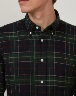 Chemise regular en Flanelle Pitt à carreaux vert/marine