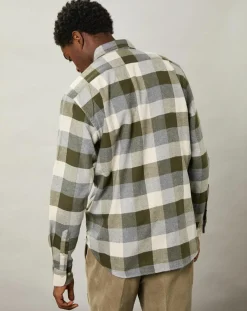 Chemise regular en Flanelle Pocket à carreaux vert/naturel