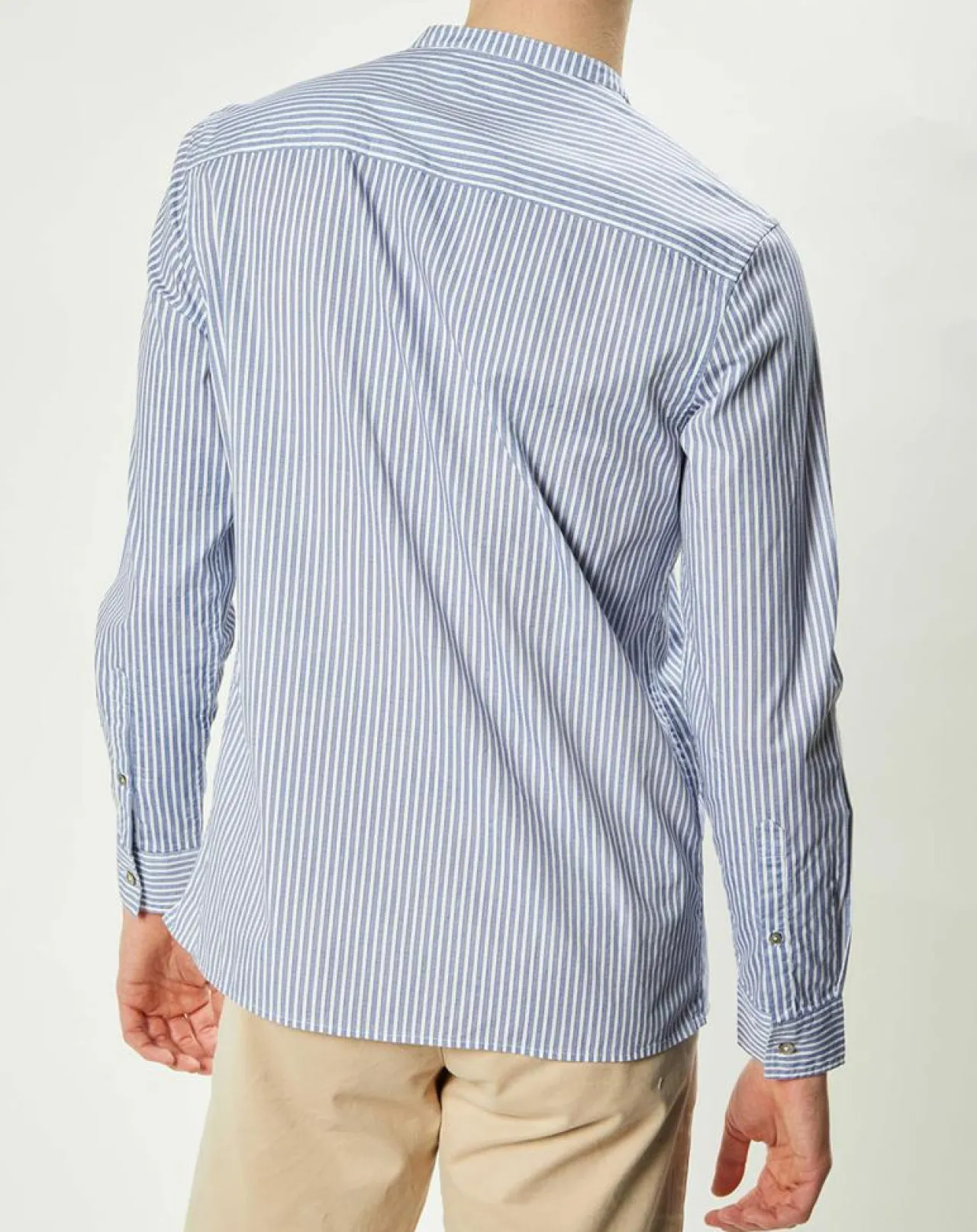 Chemise regular en Popeline Theotime rayée bleu/blanc