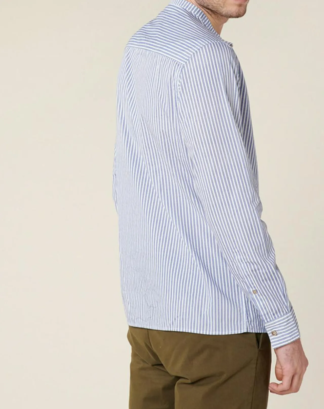 Chemise regular en Popeline Theotime rayée bleu/blanc