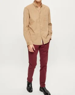 Chemise regular en Velours milleraies beige