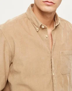 Chemise regular en Velours milleraies beige