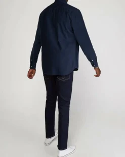 Chemise regular en Velours milleraies bleu marine