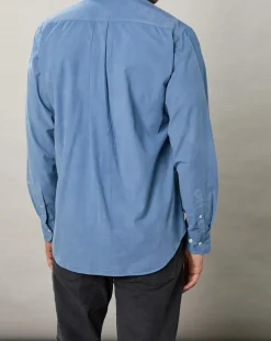 Chemise regular en Velours Milleraies Pitt Pat bleu nautique