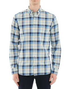 Chemise Regular Fit à carreaux beige/bleu