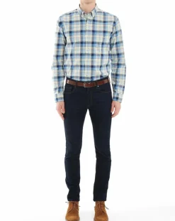 Chemise Regular Fit à carreaux beige/bleu