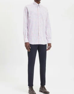 Chemise Regular Fit à carreaux corail