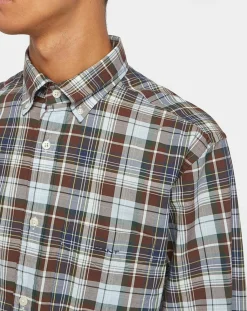 Chemise Regular Fit à imprimé Tartan marron/mulitcolore