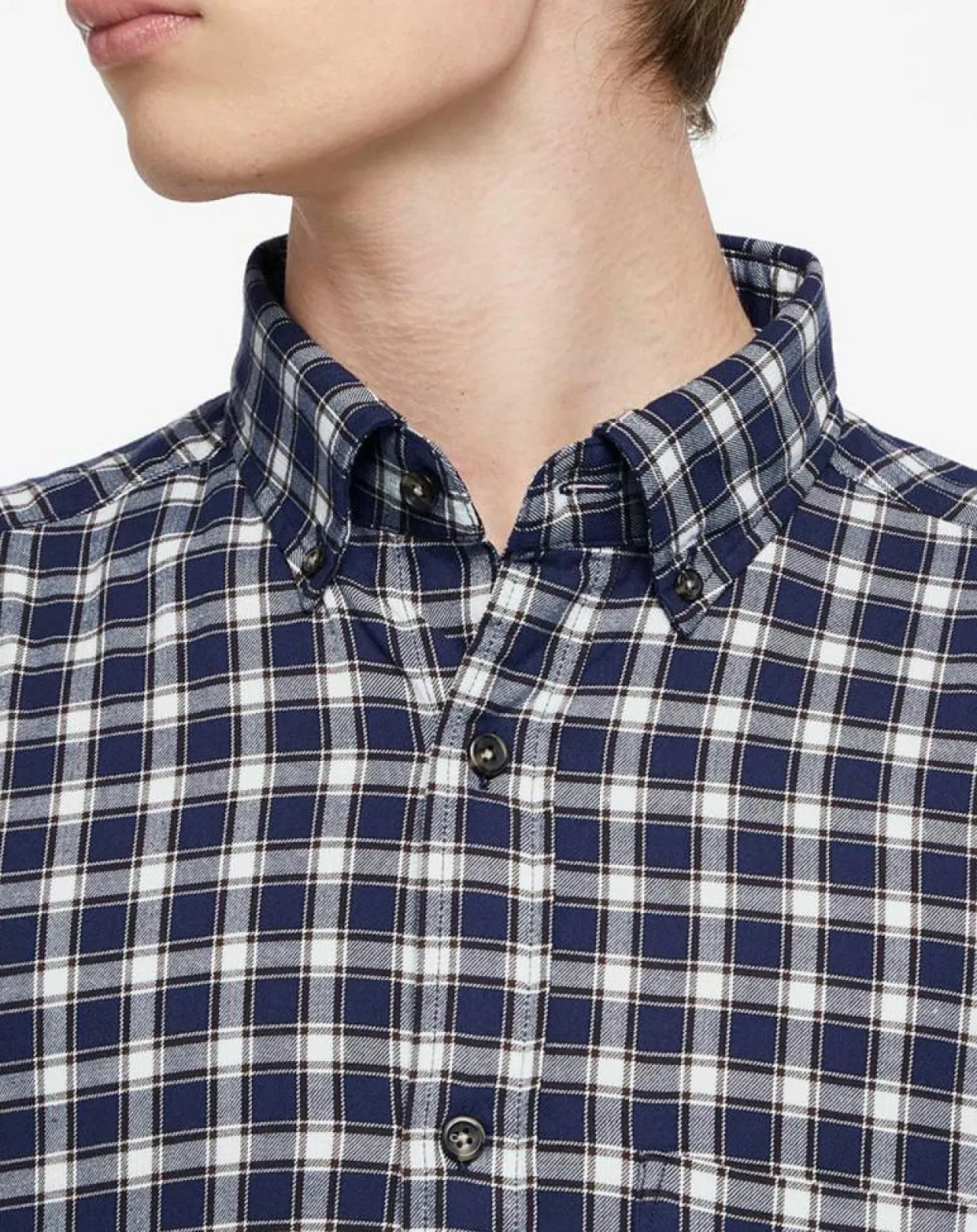 Chemise Regular Fit en Flanelle Moy à carreaux bleu/gris