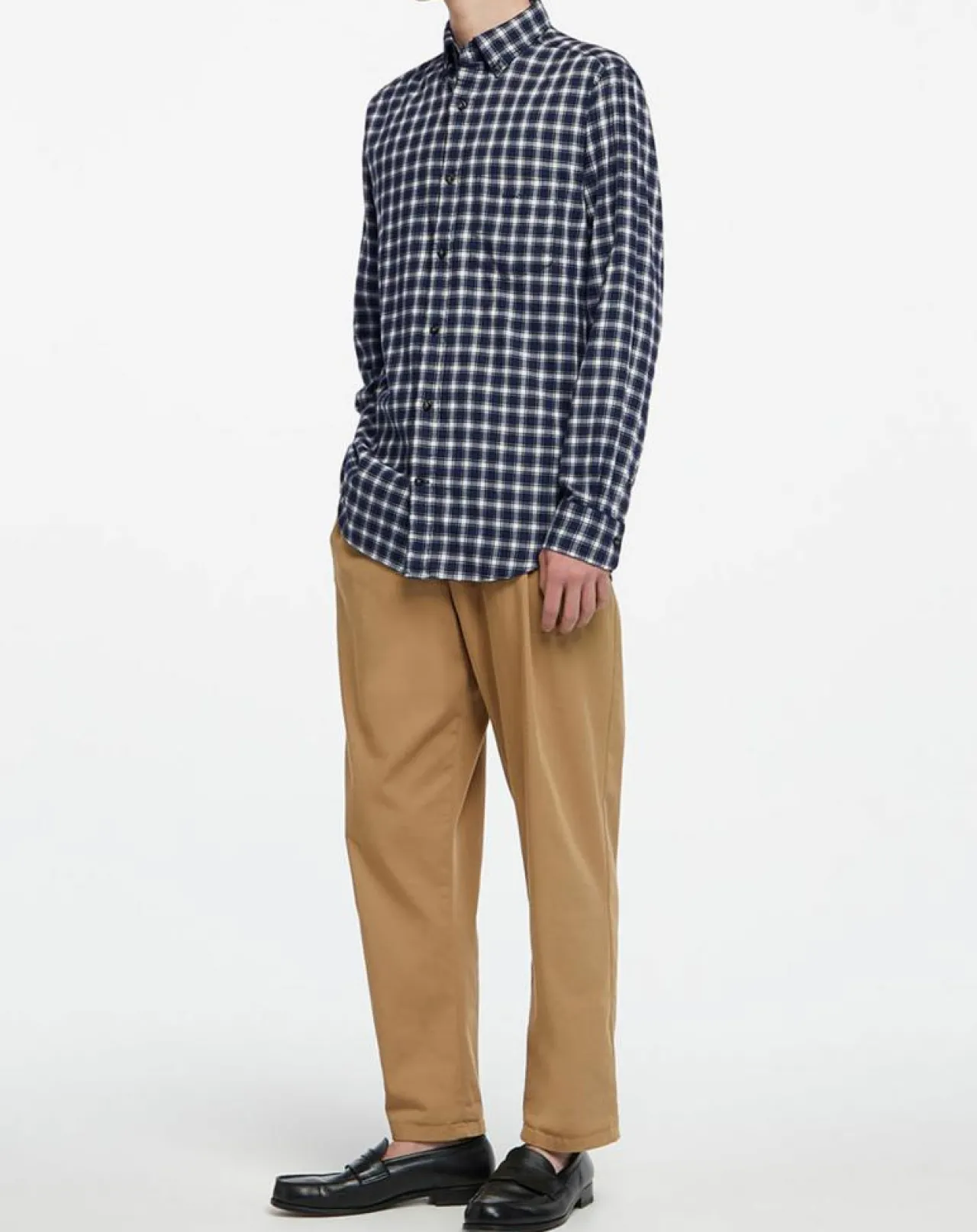 Chemise Regular Fit en Flanelle Moy à carreaux bleu/gris