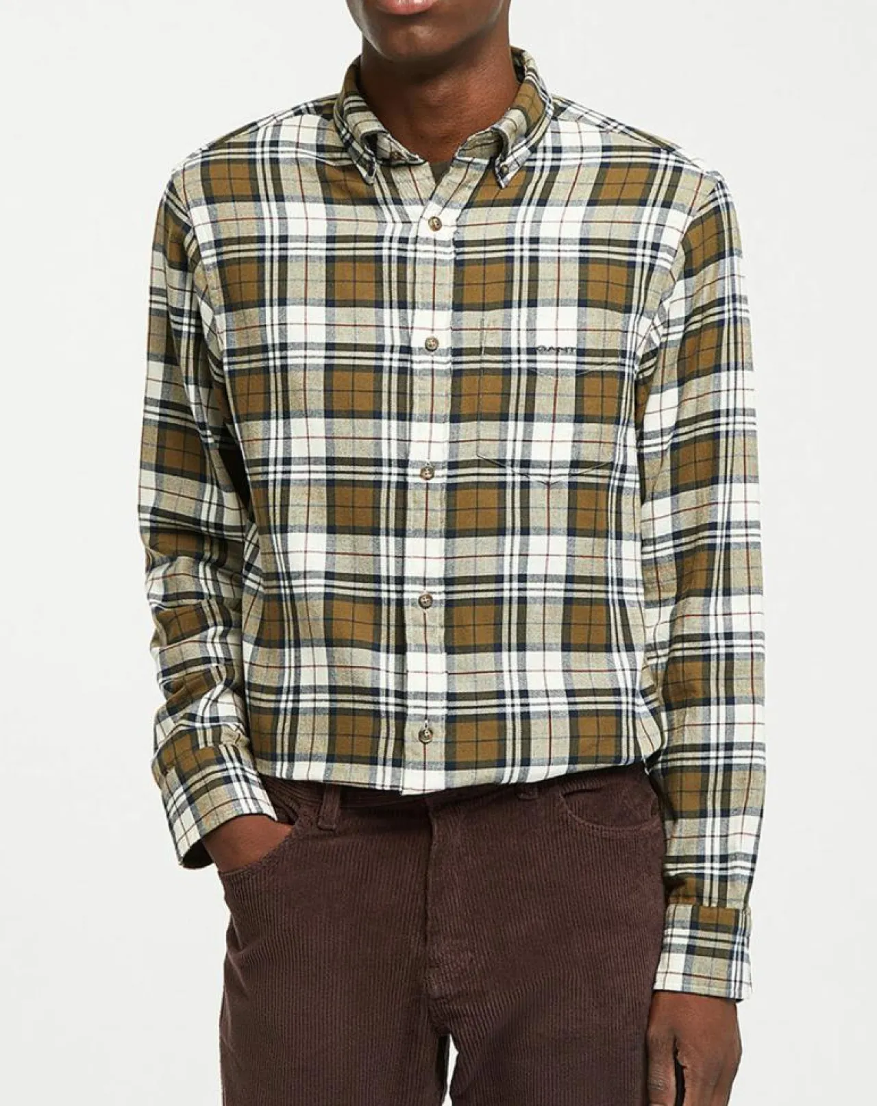 Chemise Regular Fit en Flanelle Bucheron kaki