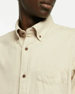 Chemise Regular Fit en Flanelle Chevron beige