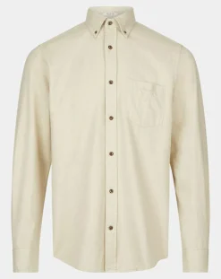 Chemise Regular Fit en Flanelle Chevron beige