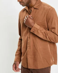 Chemise Regular Fit en Velours milleraies marron