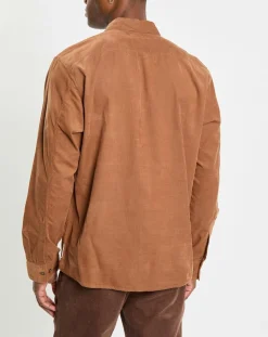 Chemise Regular Fit en Velours milleraies marron