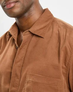 Chemise Regular Fit en Velours milleraies marron