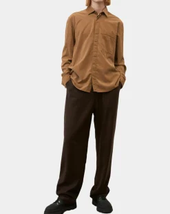 Chemise Regular Fit en Velours milleraies marron