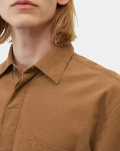 Chemise Regular Fit en Velours milleraies marron