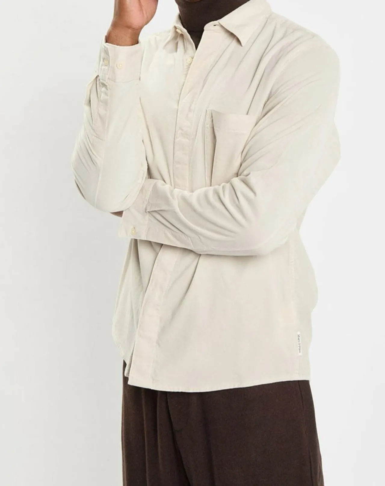 Chemise Regular Fit en Velours milleraies écrue