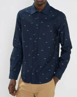 Chemise Regular Fit imprimée Soleil bleu marine