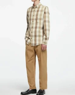 Chemise Regular Fit Moy à carreaux écru/marron