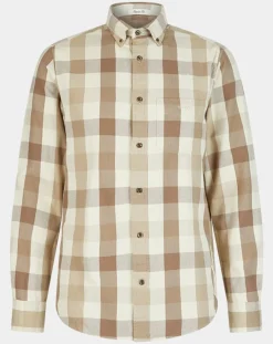 Chemise Regular Fit Moy à carreaux écru/marron