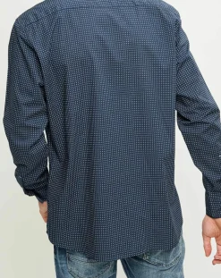 Chemise regular imprimée allover bleu marine