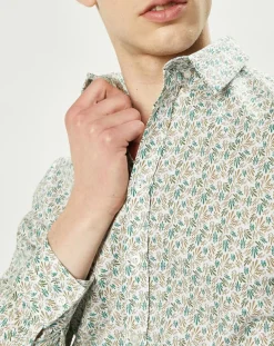 Chemise regular Nancy en Popeline imprimée blanc /multicolore