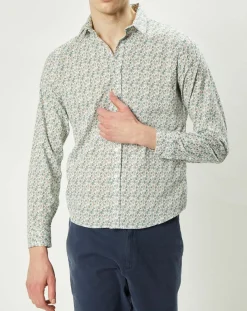 Chemise regular Nancy en Popeline imprimée blanc /multicolore