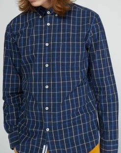 Chemise regular Pocket carreaux bleu/écru