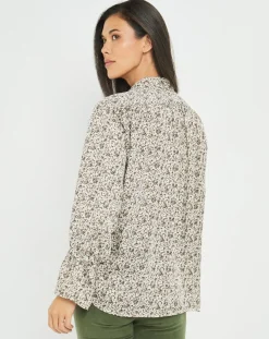 Chemise satinée Store liberty écru/multicolore