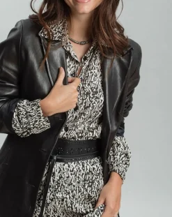 Chemise satinée Vogue imprimée noir/écru