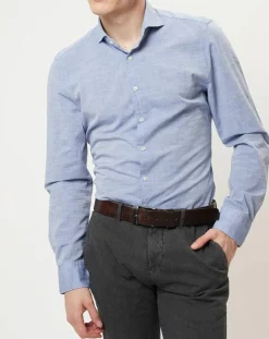 Chemise shapped fit bleu chiné