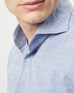 Chemise shapped fit bleu chiné