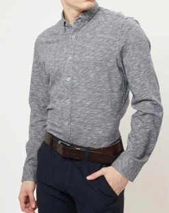 Chemise shapped fit bleu chiné