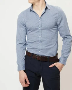 Chemise shapped fit bleue