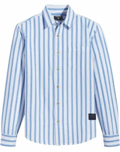 Chemise Slim Alpha Icon à rayures bleu/blanc