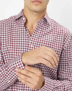 Chemise Slim Fit à carreaux vichy rouge/blanc