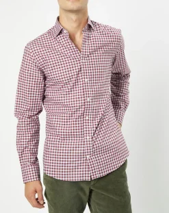 Chemise Slim Fit à carreaux vichy rouge/blanc