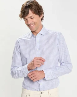 Chemise Slim Fit à carreaux bleue