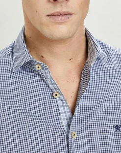 Chemise Slim Fit carreaux bleue