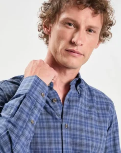 Chemise Slim Fit à carreaux bleue