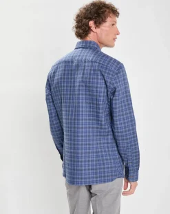 Chemise Slim Fit à carreaux bleue