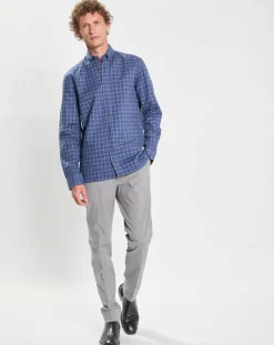 Chemise Slim Fit à carreaux bleue