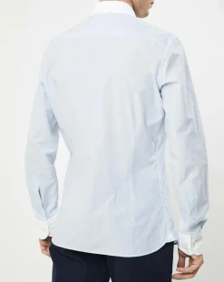 Chemise Slim Fit à fines rayures bleue