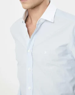 Chemise Slim Fit à fines rayures bleue