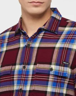 Chemise Slim Fit à grands carreaux bordeaux/bleu