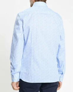 Chemise Slim Fit à imprimé coquillage bleu ciel